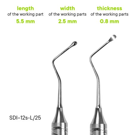 Kyretová lžíce Lucas 2.5 mm - SDI-12S-L/25 - Meddins