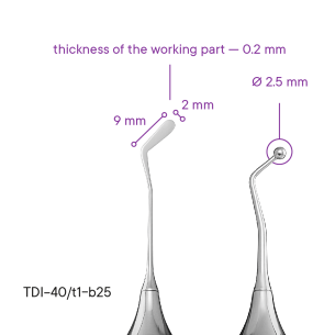 Hladítko pro práci s kompozitem v těžko dostupných místech TYPE 2 - TDI-40s/t2 - Meddins 2